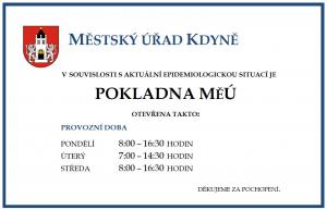 provoz pokladny MěÚ Kdyně