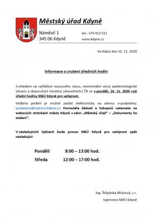 zrušení úředních hodin